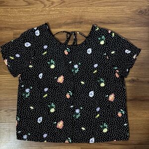 Abercrombie & Fitch Black Floral Dot Short Sleeve Top Small